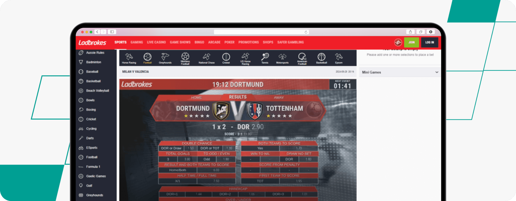 desktop Screenshot of Ladbrokes Virtual Football Markets