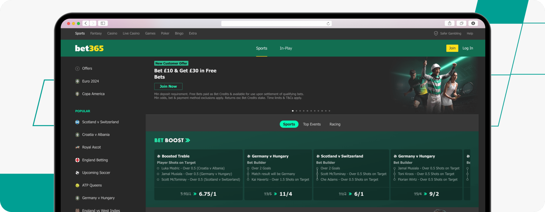 desktop screenshot of bet365 betting site