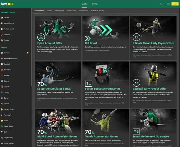 bet365 Sportsbook Promotions Screenshot